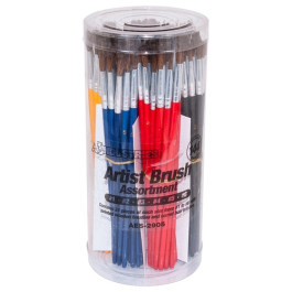 AES Industries 2905 Round Tip Horsehair Artist Brush Display, Sizes #1-#6,