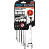 Zero Degree 38140 Ultra-Precise Gearless Ratchet Wrench Set, 7-Pieces, Nickel-Plated High-Carbon Steel, ASME Certified Torque, Durable & Rust-Resistant, Ideal for Tight Spaces, SAE