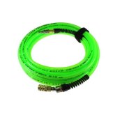 Coilhose Pneumatics PFX4050GS15XS Flexeel Max Reinforced Polyurethane Air Hose, 1/4" ID, 50 foot, 1/4" Industrial Interchange Ball Swivel Coupler and Air Safety Plug, Eel Green