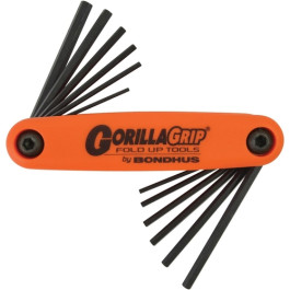 Bondhus 12550 GorillaGrip Hex Tip Fold-Up Tool Set, 12 Piece, 5/64" To 5/32