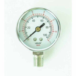 Binks 83-2727 Air Pressure Gauge, 100 Pounds Per Square Inch, 1/4" MNPT, 2-