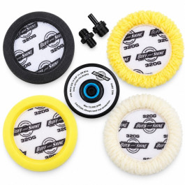 Buff & Shine TP-4 3" Small Buffing Starter Kit, Wool and Foam Pads with Bac