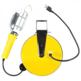 Bayco SL-840 Incandescent Work Light with Metal Guard and Single Outlet on 40 ft Metal Reel