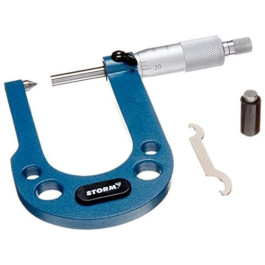 Central Tools 3M130 Rotor Micrometer, 0.33-1.3" Range, Deep Frame with Pointed Anvil