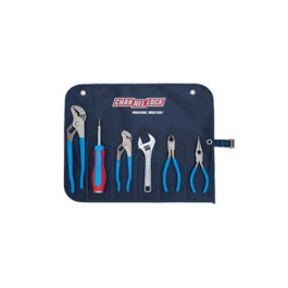 Channellock GP-7 Professional Tool Set, 6 Piece with Tool Roll, Includes 420 and 426 Tongue and Groove Pliers, 326 Long Nose, 436 Diagonal, 806W Adjustable Wrench, 61CB Driver