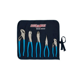 Channellock TOOLROLL-52 5 Piece Professional Tool Set With Tool Roll, 6.5 Inch And 10 Inch Tongue And Groove, 9.5 Inch Crimping, 9.54 Inch High Leverage Diagonal Cutting, 8 Inch Long Nose