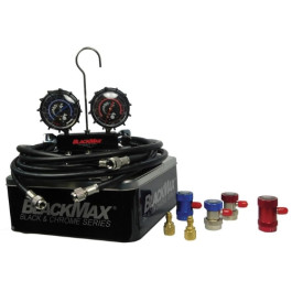 CPS Products MAID8QDL BlackMax Dual Manifold Gauge Set, R-134a and R-1234YF, 1/2" ACME Fittings, 2-Valve Chrome Block