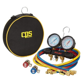 CPS Products MT7I7A6Q Pro-Set Manifold Gauge Set, Aluminum Block, 3-1/8 Inch Gauges, 6 Foot Hoses