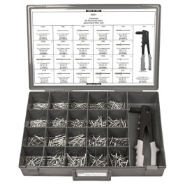 Disco Automotive 8651 Aluminum Rivet Assortment with Tool, 3/32 inch to 3/16 inch