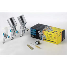 DeVilbiss 802789 StartingLine 3-Gun HVLP Kit, Gravity Feed Spray Guns for Automotive Priming, Finishing & Detailing, 1.0mm, 1.3mm, 1.8mm Nozzles