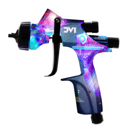 Devilbiss 905922 DV1 Basecoat Spray Gun New School Uncupped HVLP, 1.2/1.3/1.4 mm Nozzles, Integrated Digital Gauge