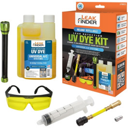 Tracer Products LF180CS Reload Refillable Syringe Universal A/C Leak Detection Kit, 8 oz Universal A/C Dye, R-134a Hose And Coupler, Blue Light LED Flashlight