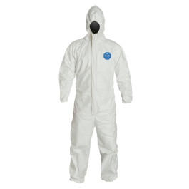 DuPont TY127SWHXL002500 Tyvek 400 Hooded Disposable Coverall, White, XL, El