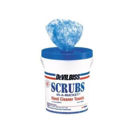 DeVilbiss 192218 Scrubs In-a-Bucket Hand Cleaner Towels, Bucket of 72, 10-1/2" x 12-1/4" Towels