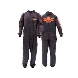 DeVilbiss 803534 Premium Coverall, 2X-Large, Black With Orange Piping, Reusable Polyester