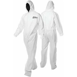 DeVilbiss 803673 CLEAN Disposable Coverall, Men's X-Large, White, Full Zipper Front, Hood, Elastic Wrist Closures
