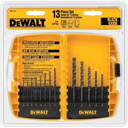 DeWalt 1163 Black Oxide Drill Bit Set, 13 Piece, 1/16 inch to 1/4 inch Range, 135 Degree Split Point