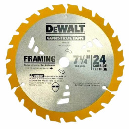 DeWalt 3578B10 Carbide Tipped Circular Saw Blade, 7-1/4", 24 Tooth, 5/8" Arbor, Box of 10