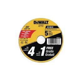 DeWalt DW8062B5 High Performance Cut-Off Wheel, 4-1/2 inches x 0.045 inch, 7/8 inch Arbor, 60 Grit, Box of 5