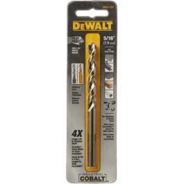 DeWalt DWA1220 Pilot Point Industrial Cobalt Drill Bit, 5/16 inch, Jobber Length 4-1/2 inch