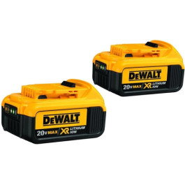 DeWalt DCB204-2 20V MAX Lithium Ion Battery, 4.0 Ah Each, LED Fuel Gauge, 2-Pack