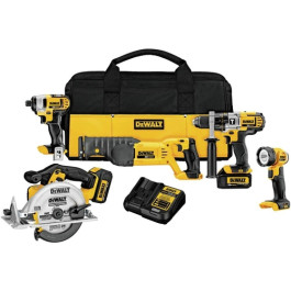 DeWalt DCK592L2 20V MAX Cordless Combo Kit, 5 Tool, 3.0 Ah Batteries, 1/2 inch Hammerdrill, 6-1/2 inch Circular Saw