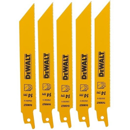 DeWalt 4808 Straight Back Bi-Metal Reciprocating Saw Blades, 6 inches, 14 T