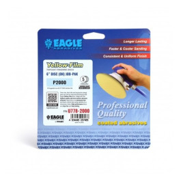 Eagle Abrasives 778-1200 KOVAX Yellow-Film 6" P1200 No-Hole Super-Tack Sand
