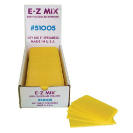 E-Z Mix 51005 Body Filler/Glaze Spreader, 5", Yellow Plastic, Box of 100