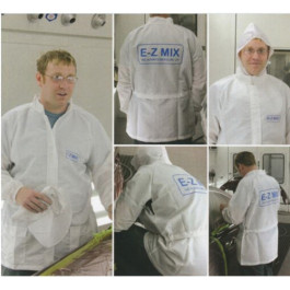 E-Z Mix 64042W Anti-Static Lab Coat with Detachable Hood, Medium, White, Ca