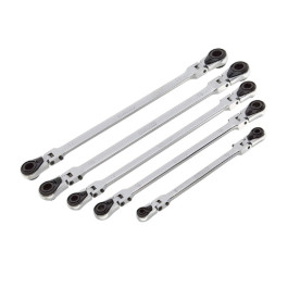 EZRED WR5ML 5-Piece Metric Locking Flex Head Wrench Set, Steel Chrome Finish, 72-Tooth Spline