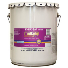 Evercoat 114 Rage Gold Lightweight Body Filler, 5-Gallon Pail, Includes 5 Hardeners, Premium Sanding Performance