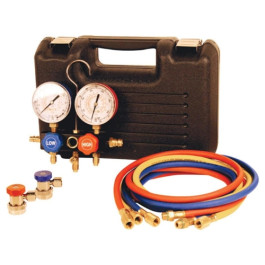 FJC 6799 Heavy Duty R-134A Aluminum Manifold Gauge Set, 10ft/8ft Hose Kit