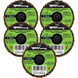 Forney 71613 Quick Change Flap Discs for Grinding and Surface Conditioning,