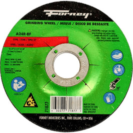 Forney 71877 Type 27 Metal Grinding Wheel, Aluminum Oxide, 24 Grit, 4-1/2"
