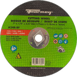 Forney 71892 Type 1 Metal Cut-Off Wheel, 24 Grit Aluminum Oxide, 7" x 1/8"