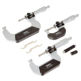 Fowler 72-224-103 Digit Counter Micrometer Set, Satin Chrome Frame, Carbide Tipped Faces, 0-3 inch Range