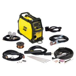ESAB 0558102240 Rebel EMP 215ic Multi-Process Welder Package, Dual-Voltage 120/230 V, sMIG Technology, Complete MIG-TIG-Stick Kit