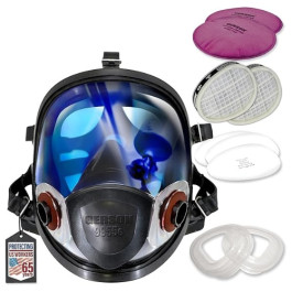 Gerson 089955-KIT2 Silicone Full Face Respirator Mask, Panoramic Lens