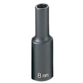 Grey Pneumatic 1008MSD 3/8 Inch Drive x 8mm Semi-Deep Length Impact Socket, 6 Point