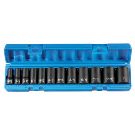 Grey Pneumatic 1213SD 3/8" Drive 12-Piece Fractional Semi-Deep Impact Socket Set, 6-Point