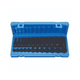 Grey Pneumatic 1224RD 3/8" Drive Standard and Deep Length Impact Socket Set, 6 Point, Fractional Sizes 5/16" to 1", 24 Piece