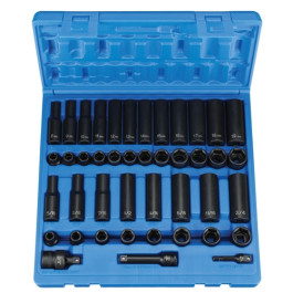 Grey Pneumatic 1243RD 3/8" Drive 43-Piece Standard and Deep SAE & Metric Impact Socket Set, 6-Point