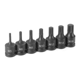 Grey Pneumatic 1307S 1/2" Drive 7-Piece Triple Square Impact Driver Set, Sizes M5–M16, 12-Point
