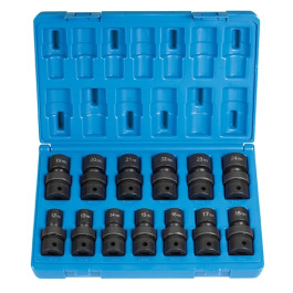 Grey Pneumatic 1313UM 1/2" Drive Standard Length Metric Universal Impact Socket Set, 6-Point, 13-Piece