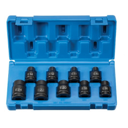 Grey Pneumatic 1319ET 1/2" Drive 9-Piece External Torx Impact Socket Set, E10-E24