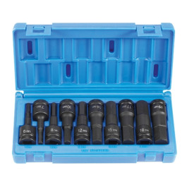 Grey Pneumatic 1498MH 1/2" Drive Metric Hex Driver Impact Socket Set, 10-Piece