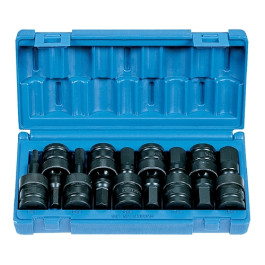 Grey Pneumatic 1499UMH 1/2" Drive 9-Piece Metric Universal Hex Driver Impact Socket Set