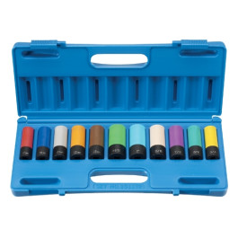 Grey Pneumatic 1511TP 1/2" Drive 11-Piece Extra-Thin Wall Wheel/Nut Protector Impact Socket Set, 6-Point