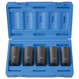 Grey Pneumatic 1705SN 1/2" Drive 5-Piece Spindle Nut Impact Socket Set, 6-Point